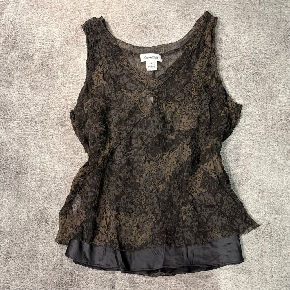 Silk Sheer Floral Sleeveless Blouse